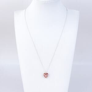 Vintage Silver Plated Grandma Heart Pendant Necklace with Cubic Zirconia 19.5"